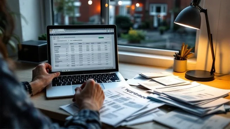 Steuerunterlagen und Laptop am Wohnzimmertisch in einer Recklinghäuser Wohnung